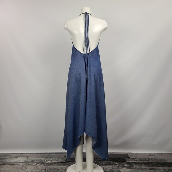 Love Stitch Dark Blue Chambray Halter Dress Size S/M NWT - Picture 7 of 11